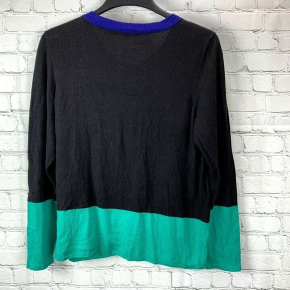 Narciso Rodriguez Cardigan Sweater size L Design Nation Colorblock Black Snaps - Picture 2 of 3